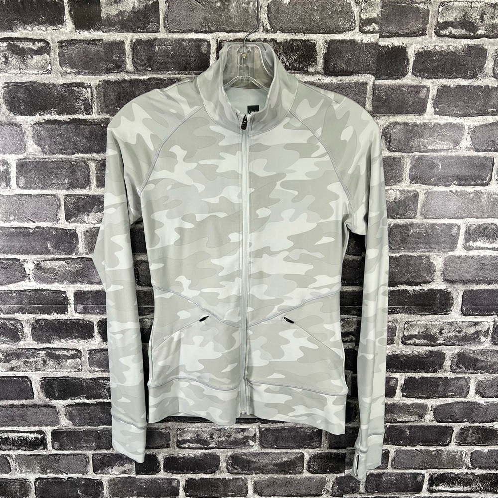 Lole Womens Gray Camo Essential Up Full-Zip Cardigan Jacket - size XS